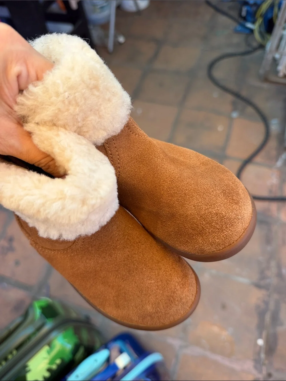UGG Kids Chestnut Suede Faux-Shearling Boot